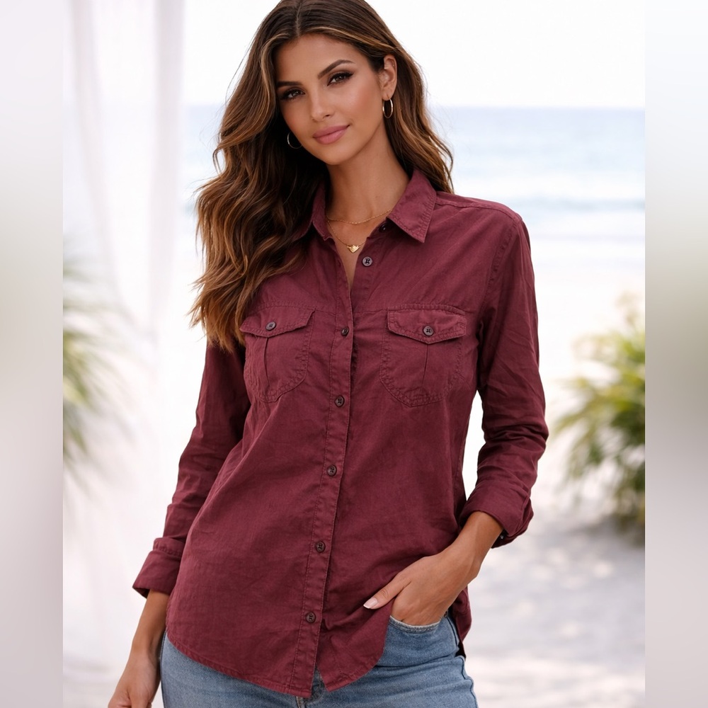 REI Women's Burgundy Button Down Shirt